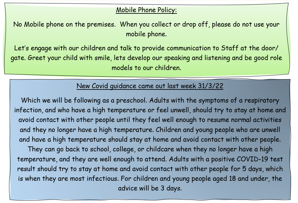 A page with a mobile phone policy on it