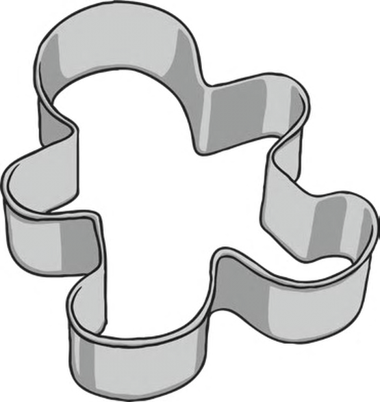 A cookie cutter in the shape of a gingerbread man