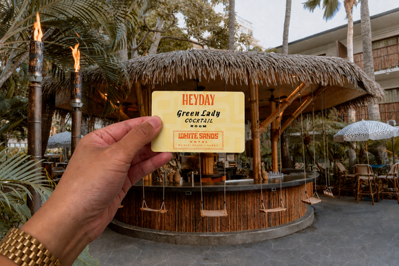 Gift card in front of Heyday