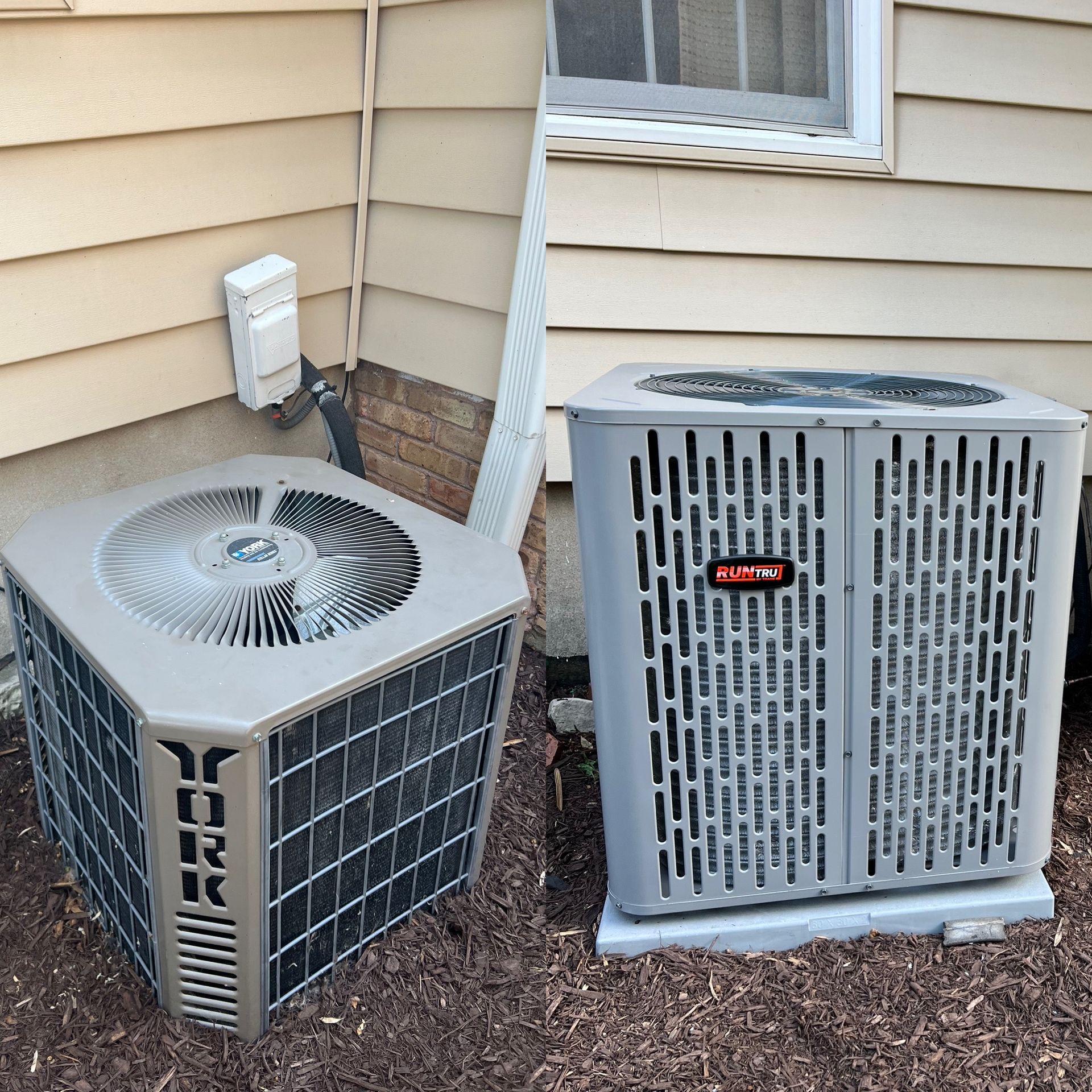A picture of an air conditioner next to a house 