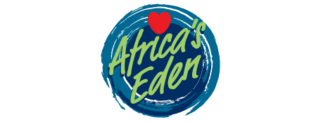 A circular blue logo with brushstroke textures featuring the light green text 