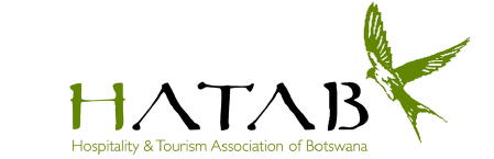 Logo for the Hospitality & Tourism Association of Botswana featuring stylized black and green text with a green bird.