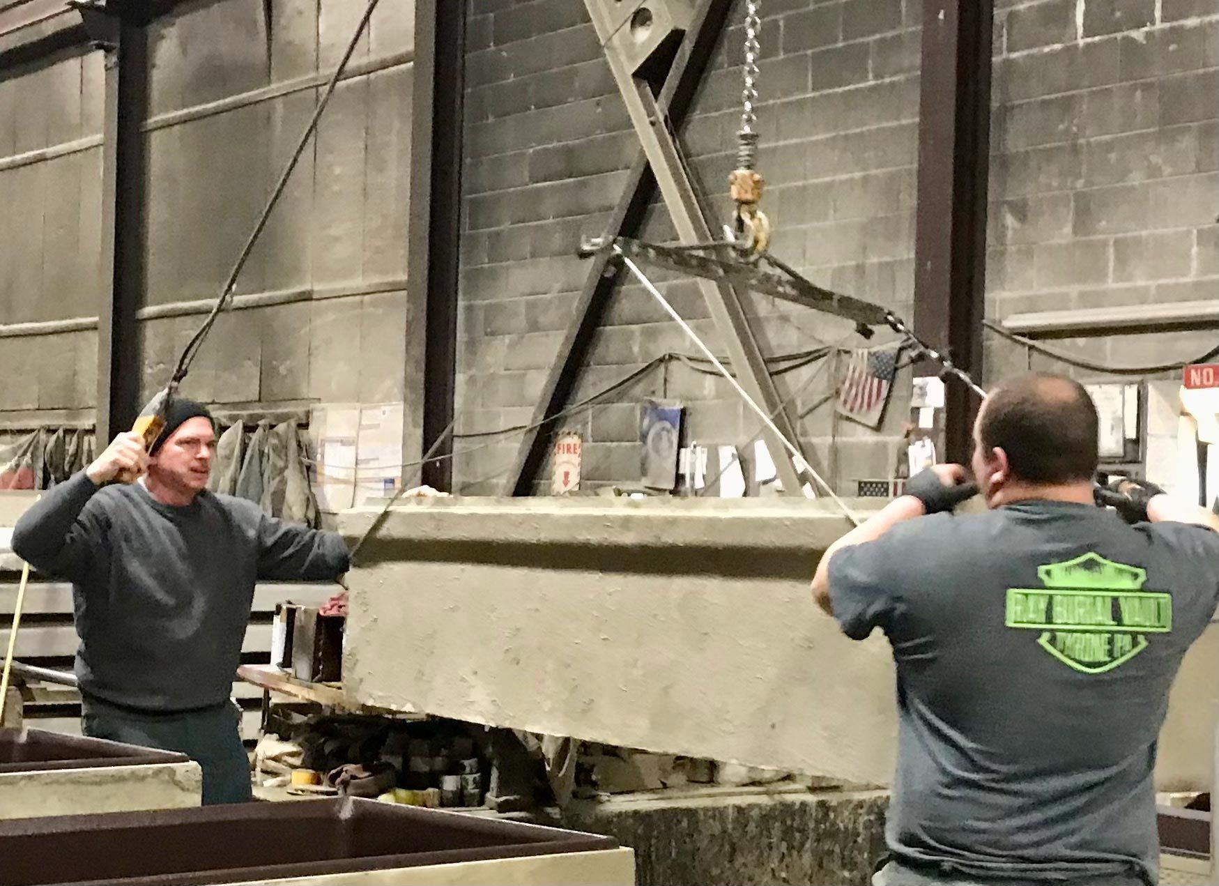 Ray Burial Vault Being Built — Snyder Twp, PA — Ray Burial Vault Co
