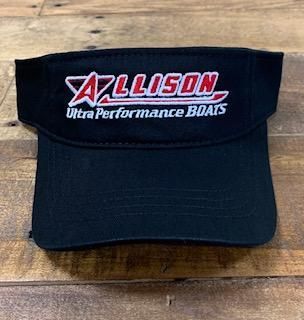 Black visor with red and white