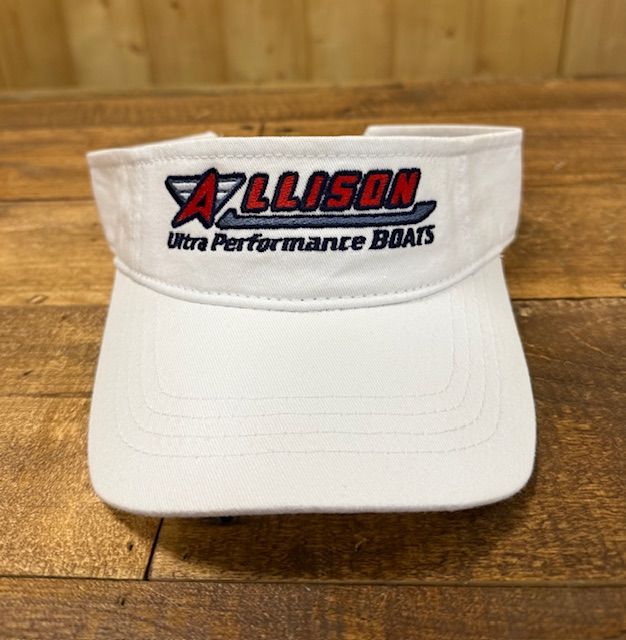 Black visor with red and white