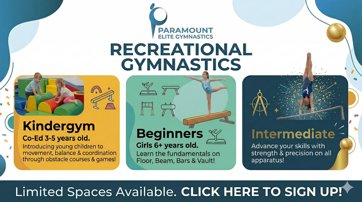 Recreational Gymnastics classes at Paramount Elite