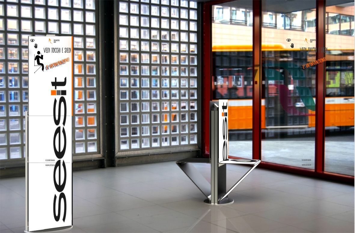 #Seesit, #Pubblicitàinterattiva, #innovazione, made in Italy, Design, #arredourbano, #pannellopublicitario, #panchina, 