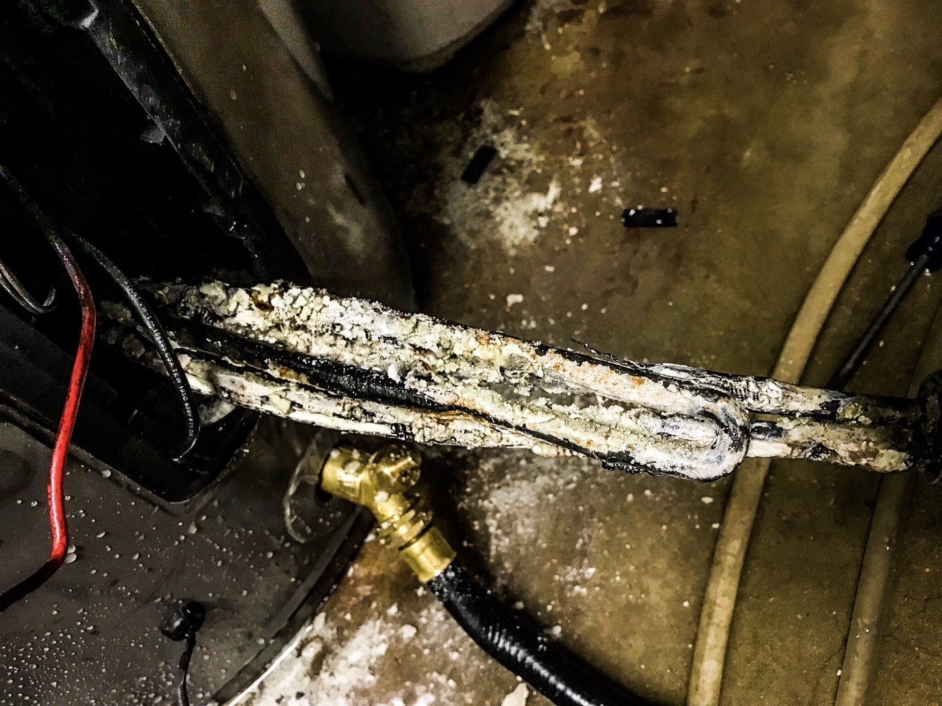 Water heater element with extreme sediment build-up