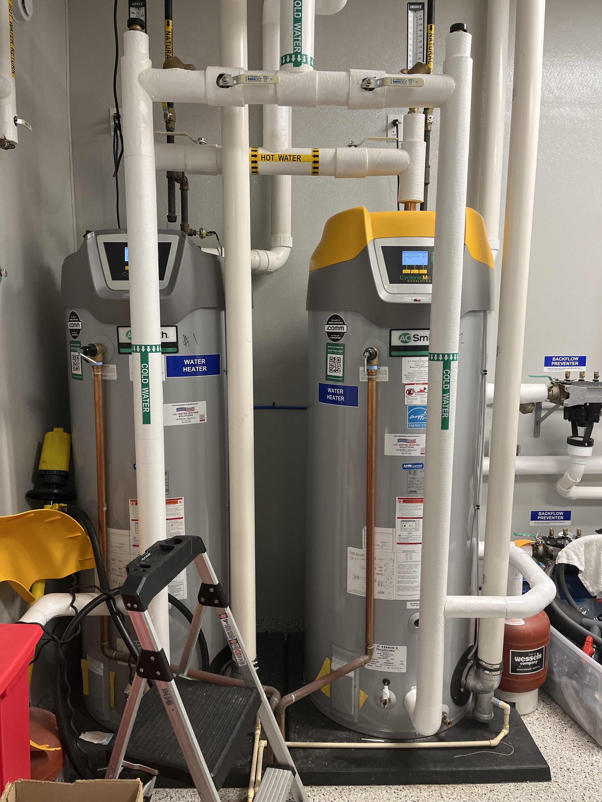 A.O. Smith BTH 250(A)-200 at medical center in Wisconsin Dells, WI while our technician replaced the spark ignition cable and installed a carbon monoxide detector
