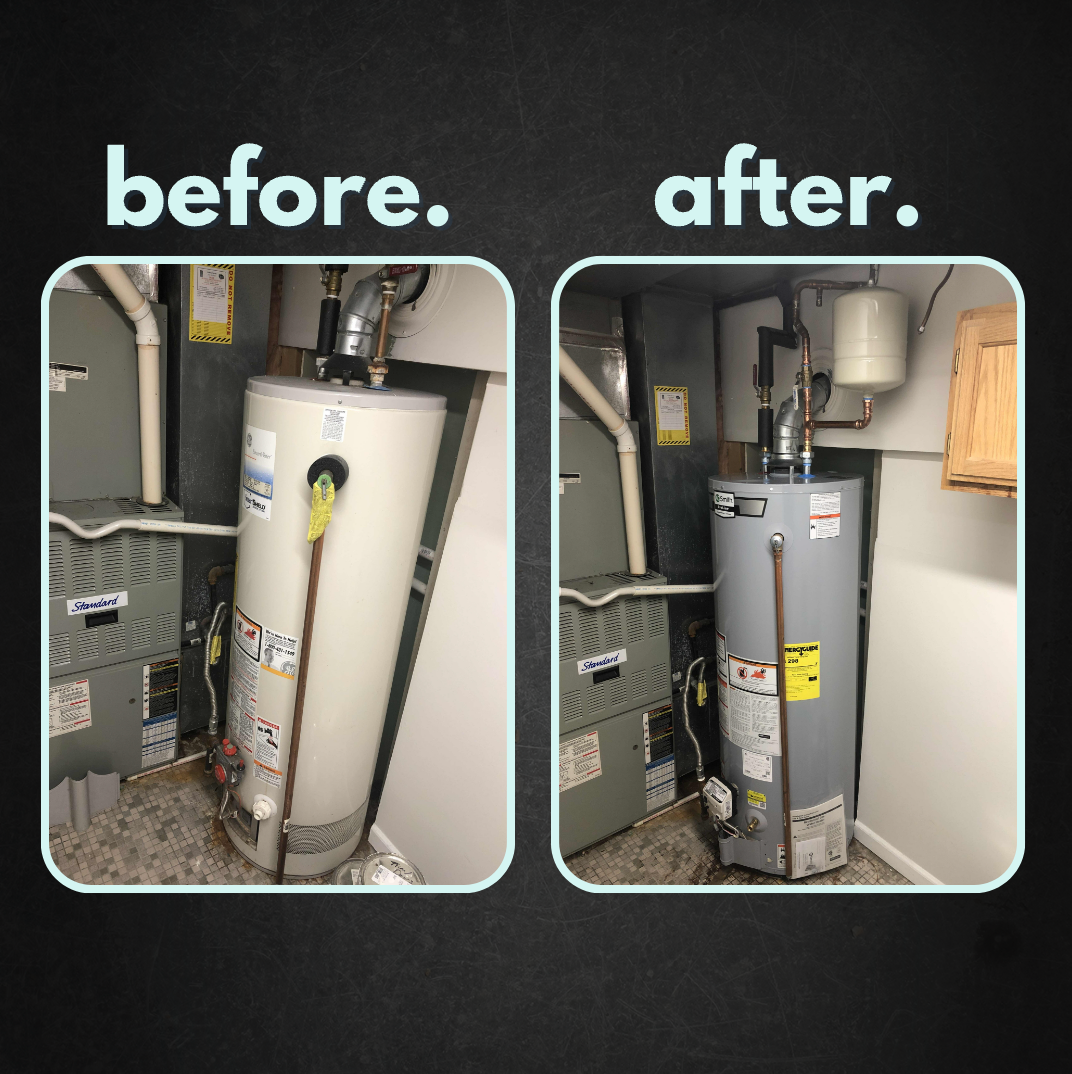 Before and After Residential Water Heater Replacement