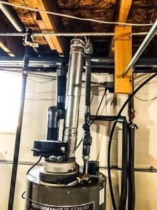 Improper venting where standard atmospheric venting was reused on a direct vent heater