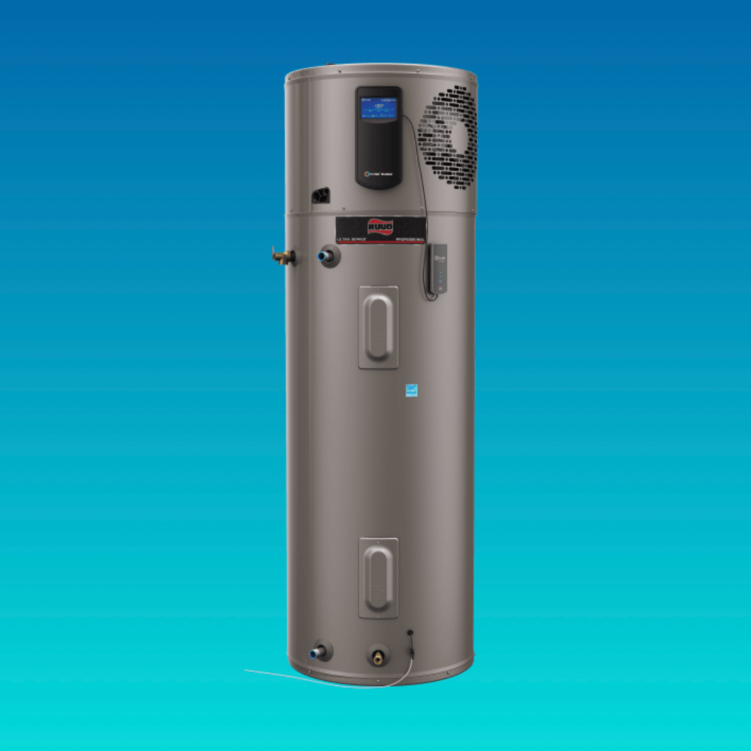 Hybrid Water Heater on Blue Ombre Background