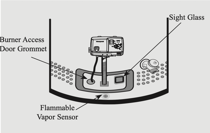 Rheem Power Vent Unit Parts Diagram - FV Sensor Close-up without Jacket Door