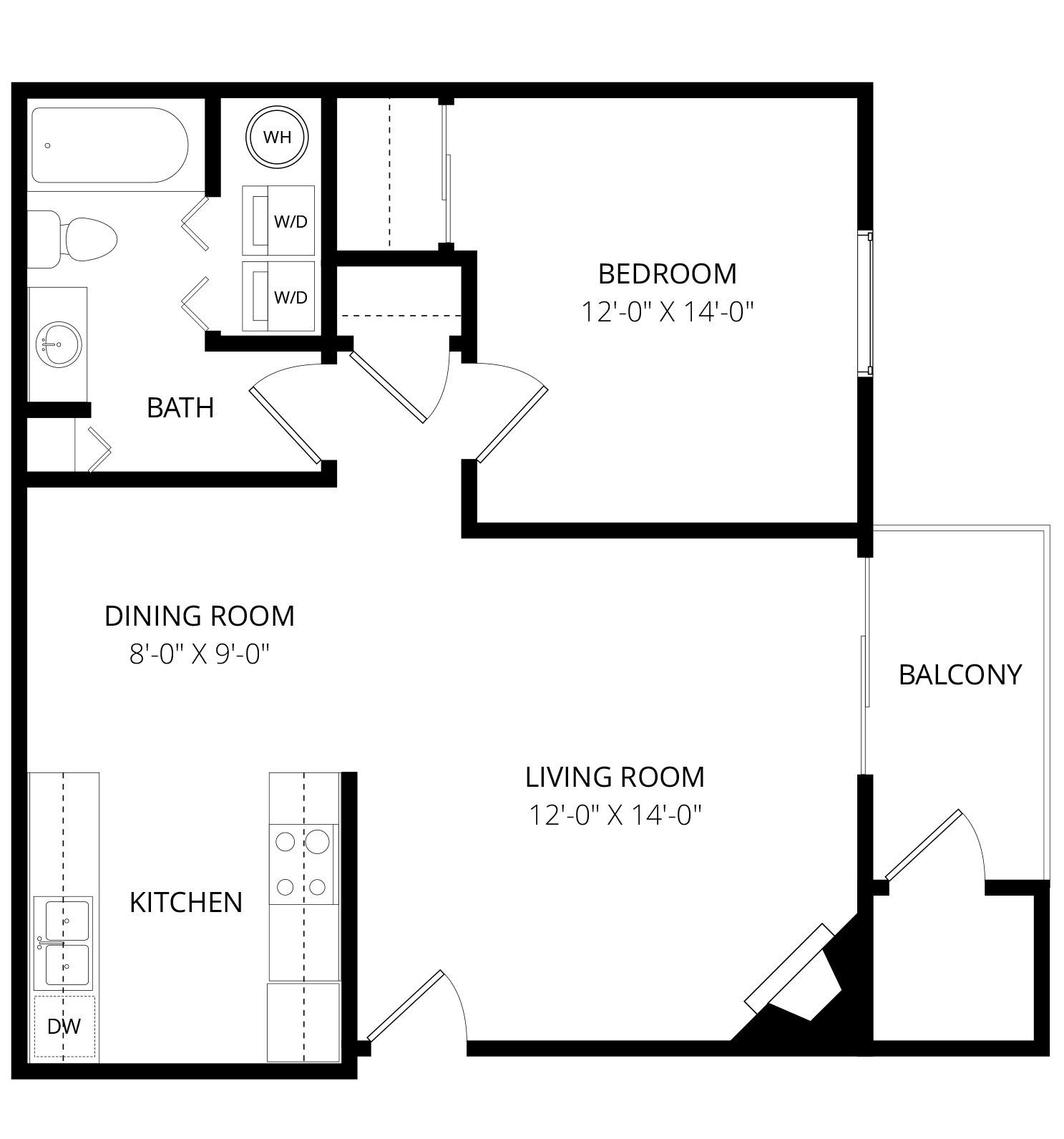 One bedroom floorplan 