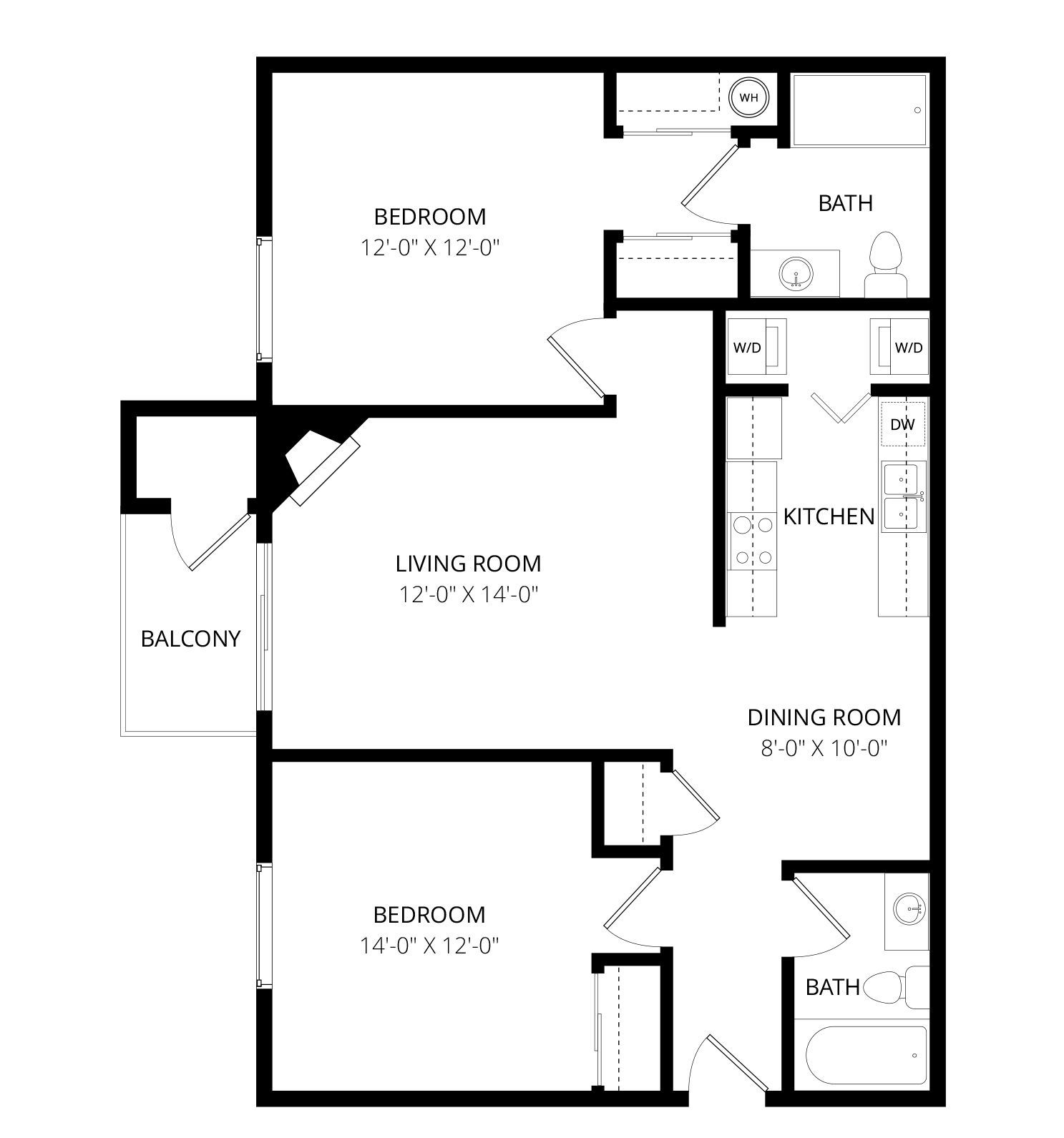 Glenbrook two bedroom two bath floorplan