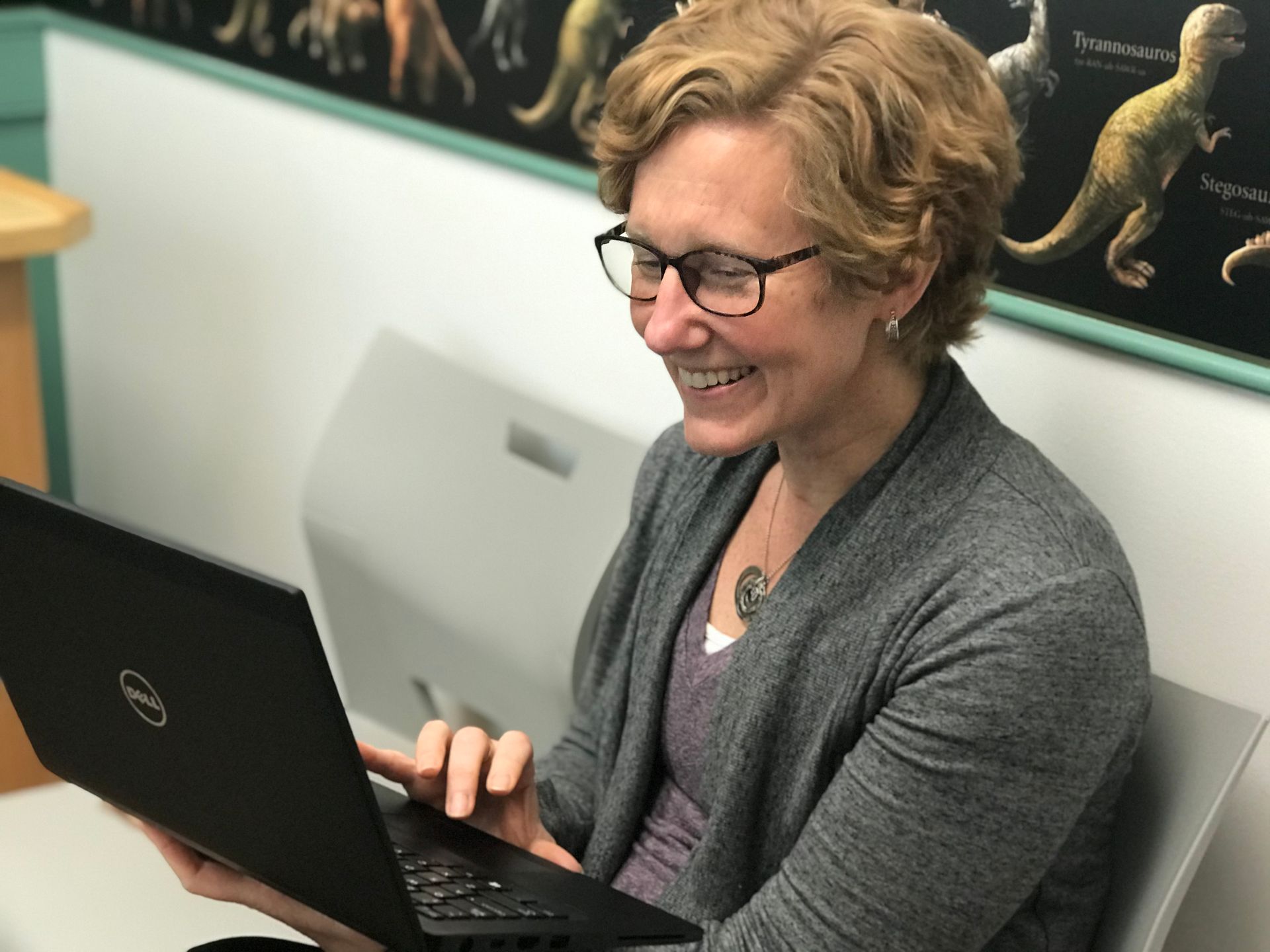 Smiling pediatrician on a telehealth call