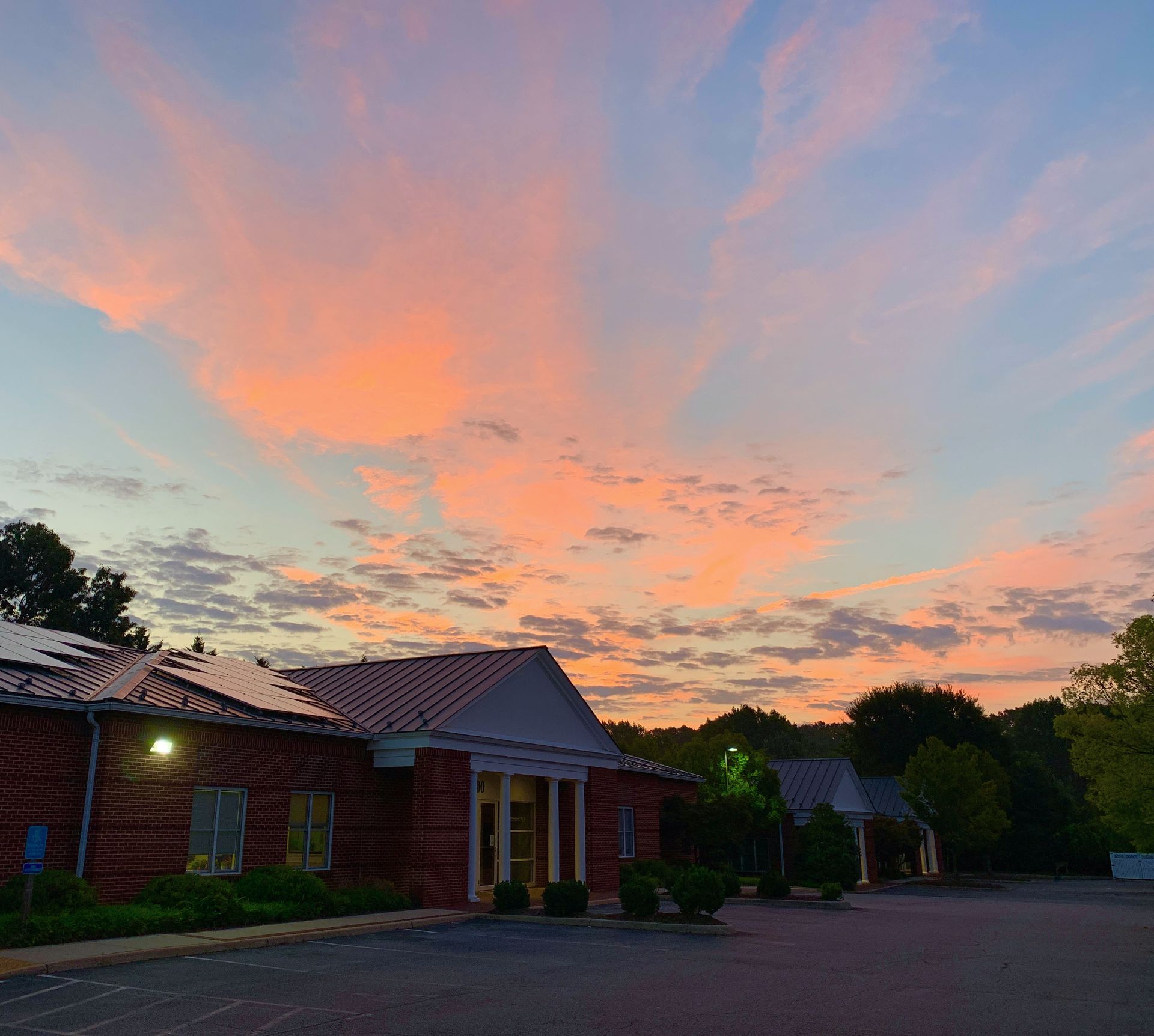 Piedmont Pediatrics office with beautiful sunset in the background