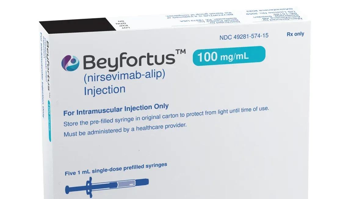 A box of Beyfortus injection 100 mg ml.