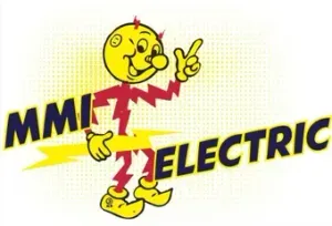 Miller Electric logo with a yellow cartoon electrician in red, pointing beside bold black text