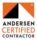 Andersen Certified Contractor logo in orange, black, and white