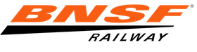 The bnsf railway logo is orange and black on a white background