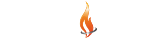 Orange flame logo on white background.