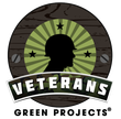 Logo for Veterans Green Projects: silhouette of a soldier in a helmet, with text "Veterans" and "Green Projects".