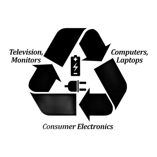 Black smartphone showing a green recycling symbol on a white screen