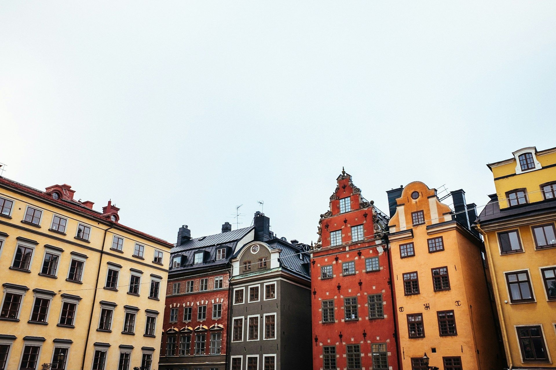 Colorful historic buildings in Gamla Stan in Stockholm
