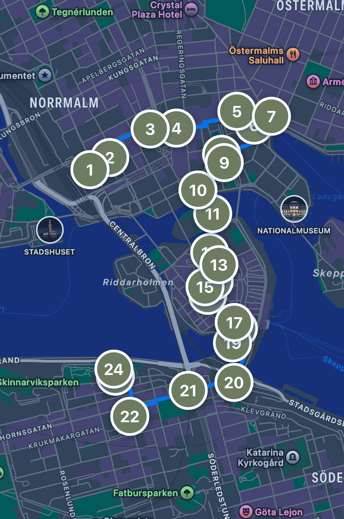 Stockholm audio guide route