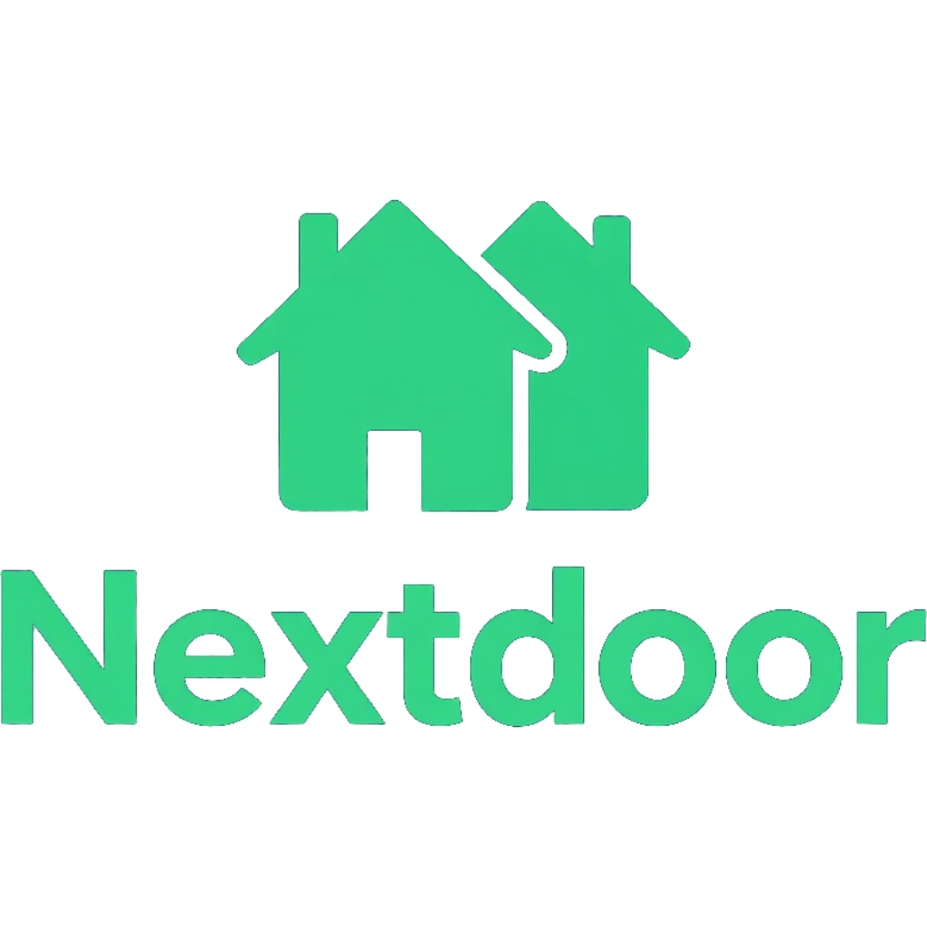 Green Nextdoor logo with two house icons above the word “Nextdoor”