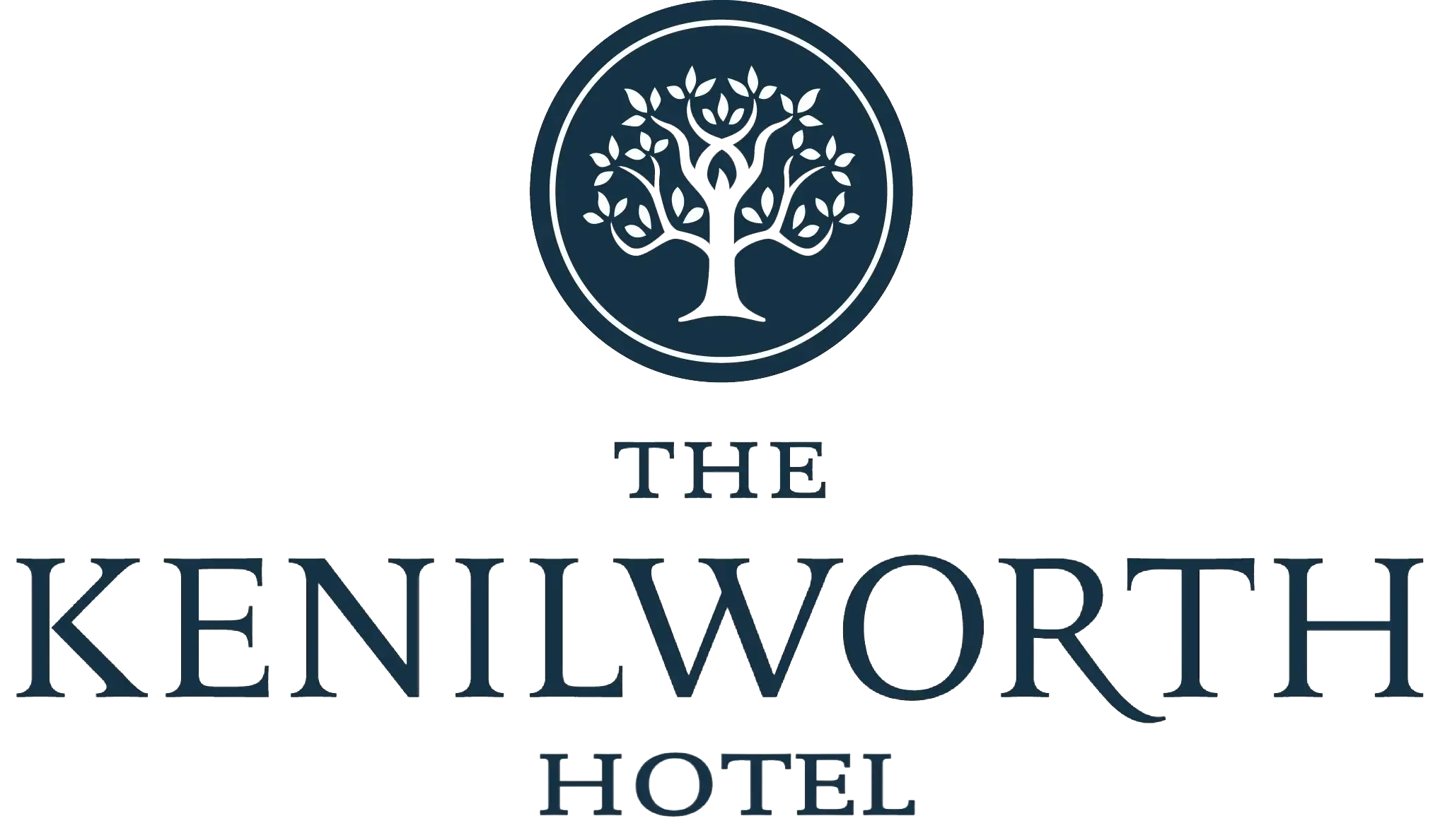 The Kenilworth Hotel logo with a white tree emblem in a dark blue circle