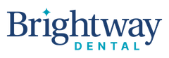 The logo for brightway dental is blue and white.