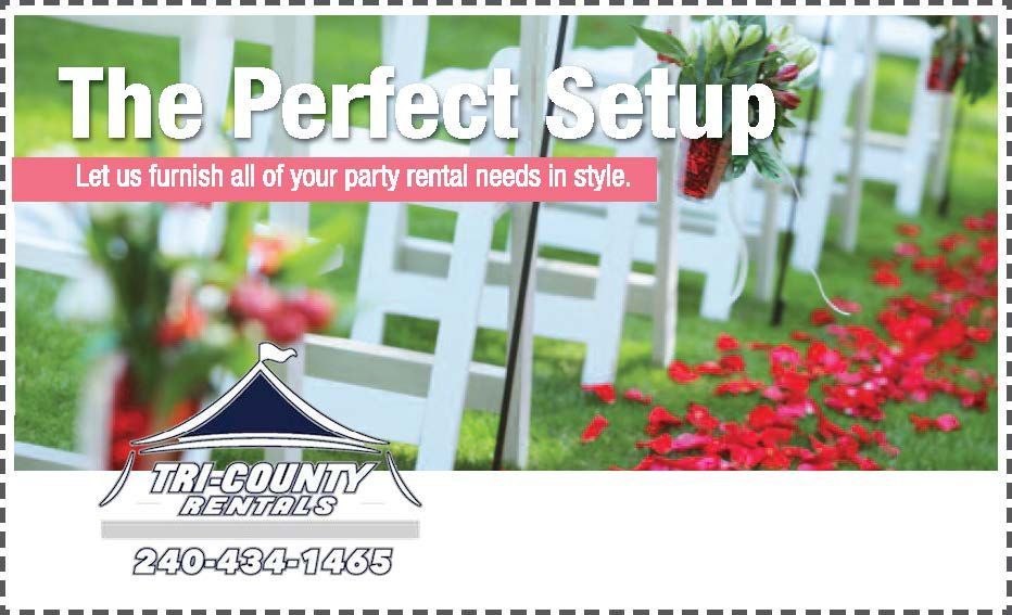 An advertisement for the perfect setup for a party rental company