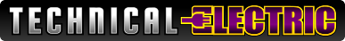 "TECHNICAL ELECTRIC" logo with dark background; the word "ELECTRIC" is in purple with yellow outline.