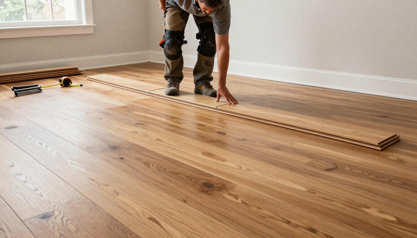 Hardwood floor installation in a Fort Oglethorpe, GA home remodel