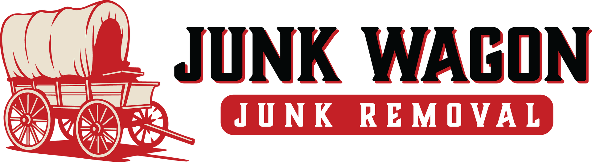 Jink Wagon Junk Removal logo with red wagon graphic and bold black and red text