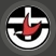 A red hand is pointing at a cross in a black and white circle.