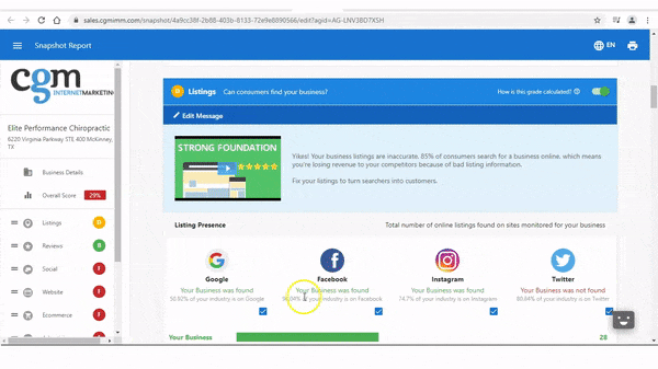 A screenshot of a website with a com logo on it.