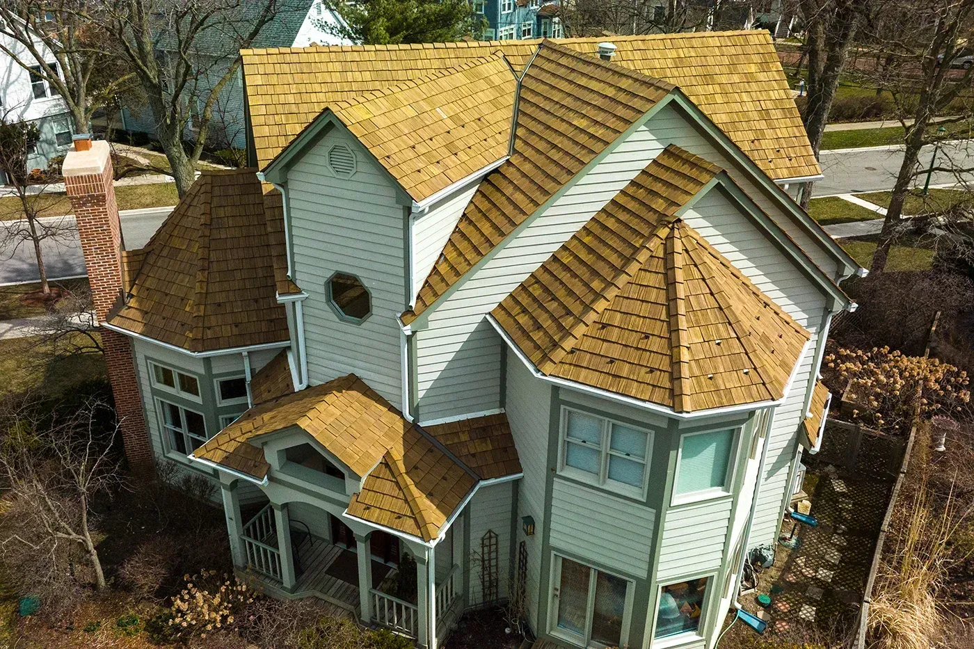 Brava composite cedar shake roof on a Georgia home with natural wood texture and lasting durability.