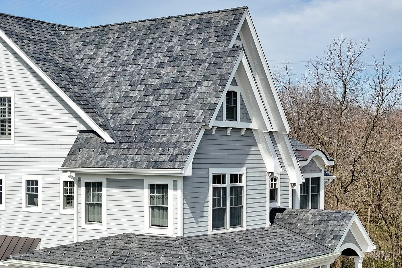 Synthetic slate roofing by Brava offering classic slate appearance with modern durability.