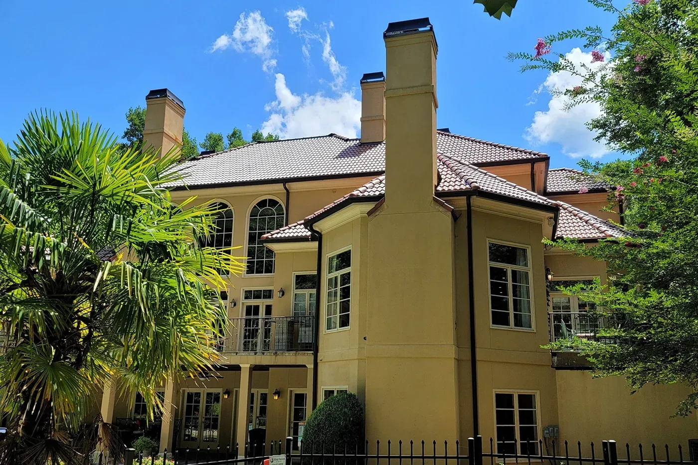 Composite Spanish clay tile roof by Brava designed for long-lasting beauty and weather resistance.