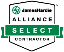 James Hardie Alliance Select Contractor showing Edge Roofing is certified for James Hardie siding installation in Georgia.
