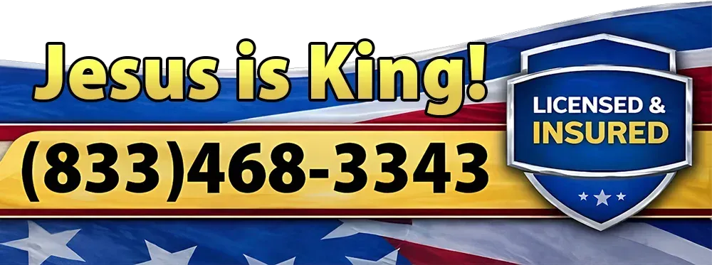 Edge Roofing — Licensed & Insured. Call (833) 468-3343. Mobile patriotic Edge Roofing banner with licensed and insured badge and phone number (833) 468-3343.