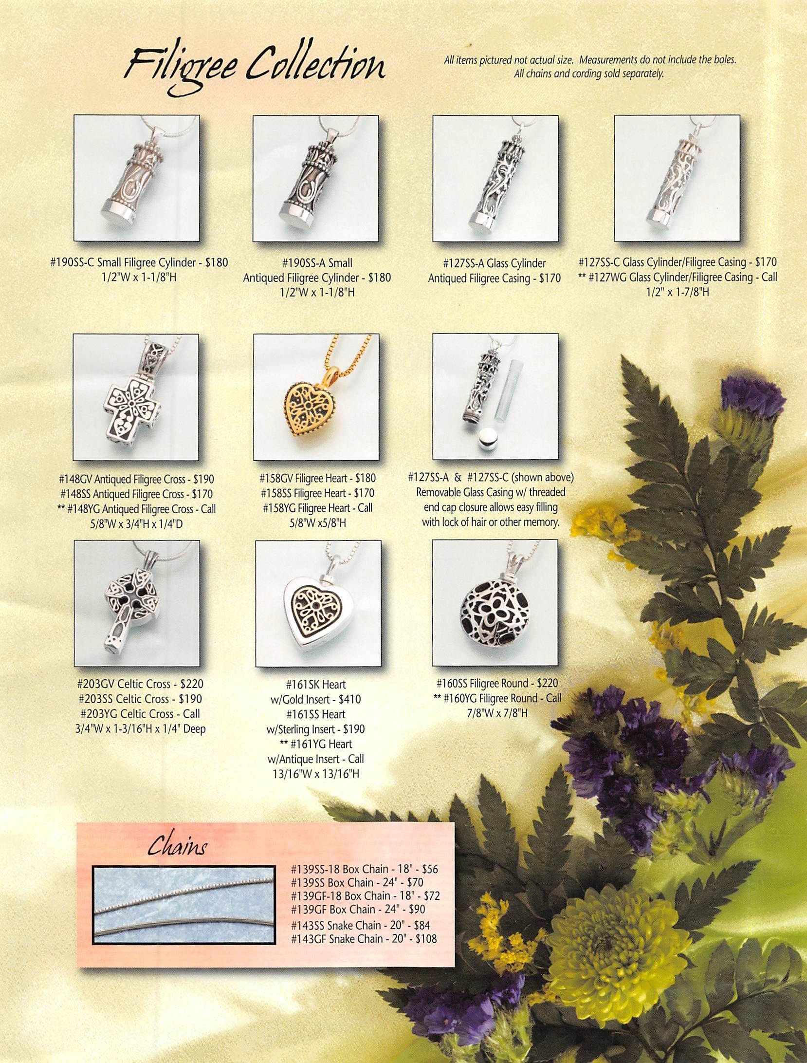 Illustrated jewelry collection sheet with nine silver and gold pieces and botanical accents on a beige background