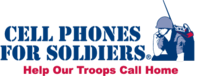 Cell Phones for Soldiers logo with soldier silhouette and text “Help Our Troops Call Home”