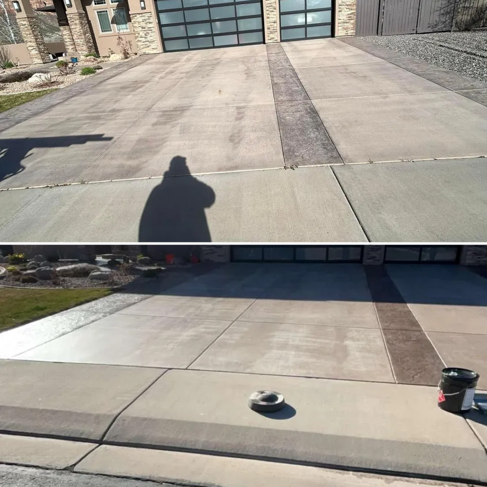 Driveway before and after cleaning..