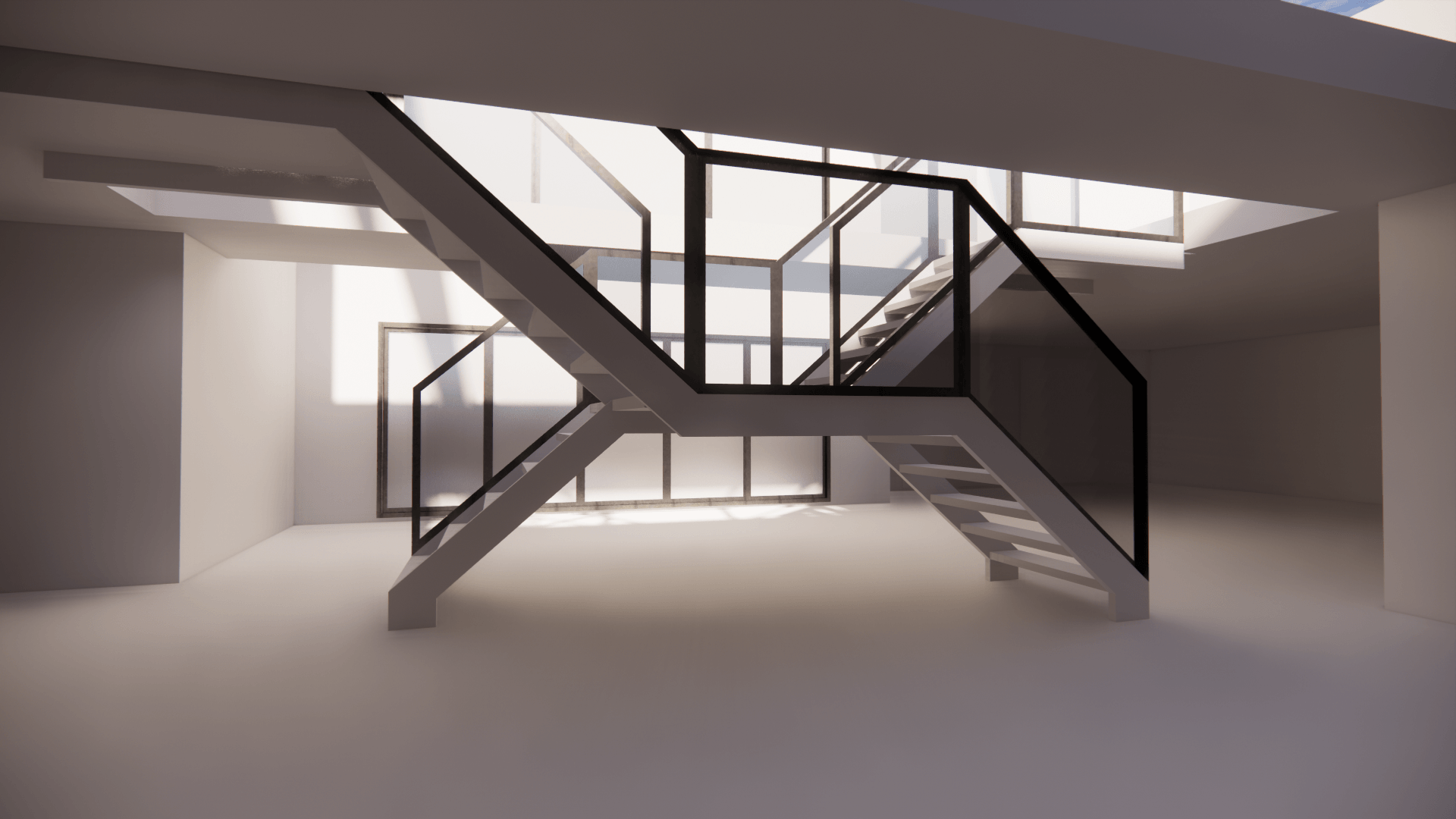 Esdon Architecture. Class Q barn conversion Oxfordshire, stair view Esdon Architecture. Wiltshire and Hampshire Architect. Oxfordshire Class Q barn conversion. Planning drawings CGI image.