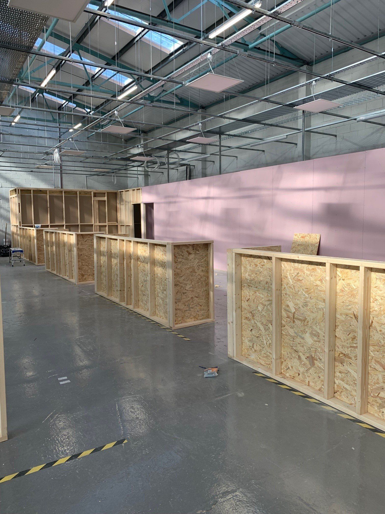 Esdon Architecture. Warehouse fit out space planning. Early construction stage image. Wiltshire