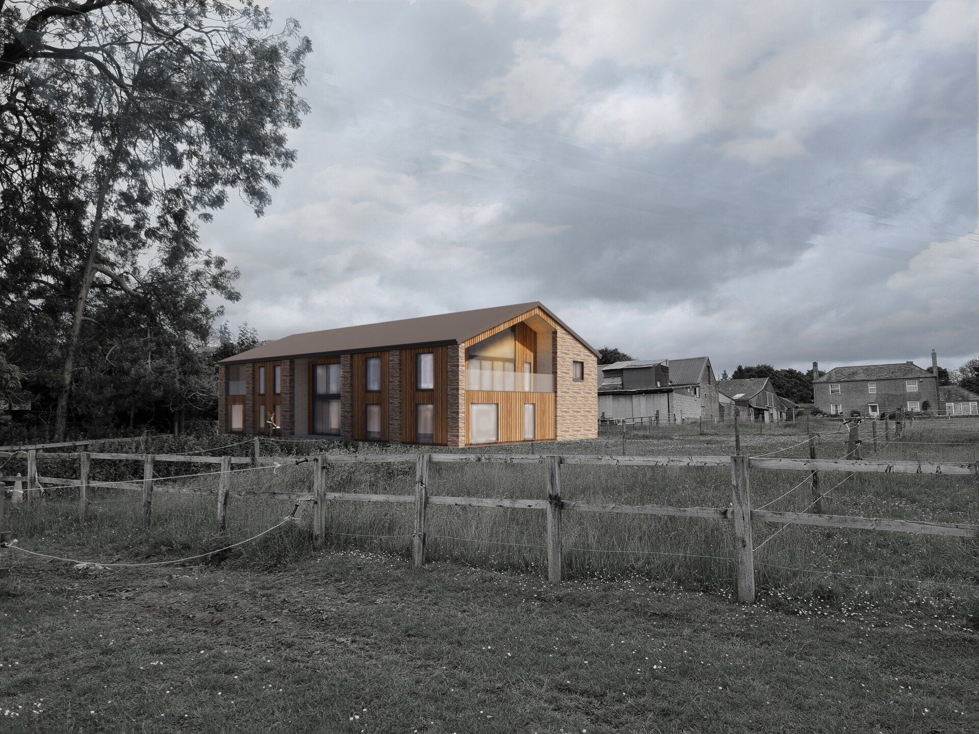 Esdon Architecture. Class Q Barn Conversion. Oxfordshire. Rendered planning drawing. 